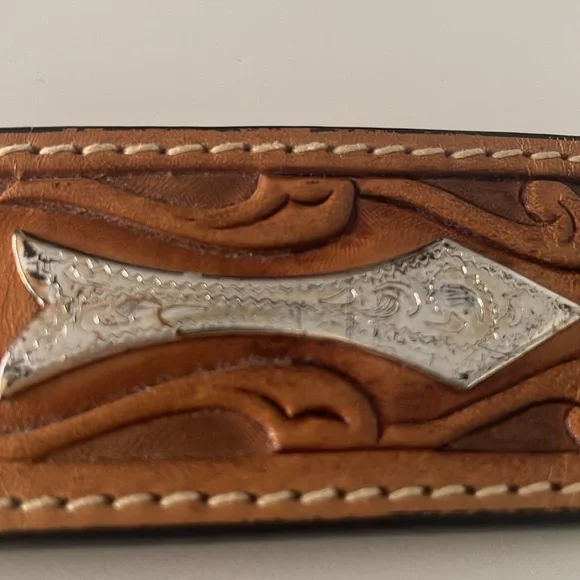 Larry Mahan - Vintage, Western Leather Belt w/San Dimas Brass Buckle size 30